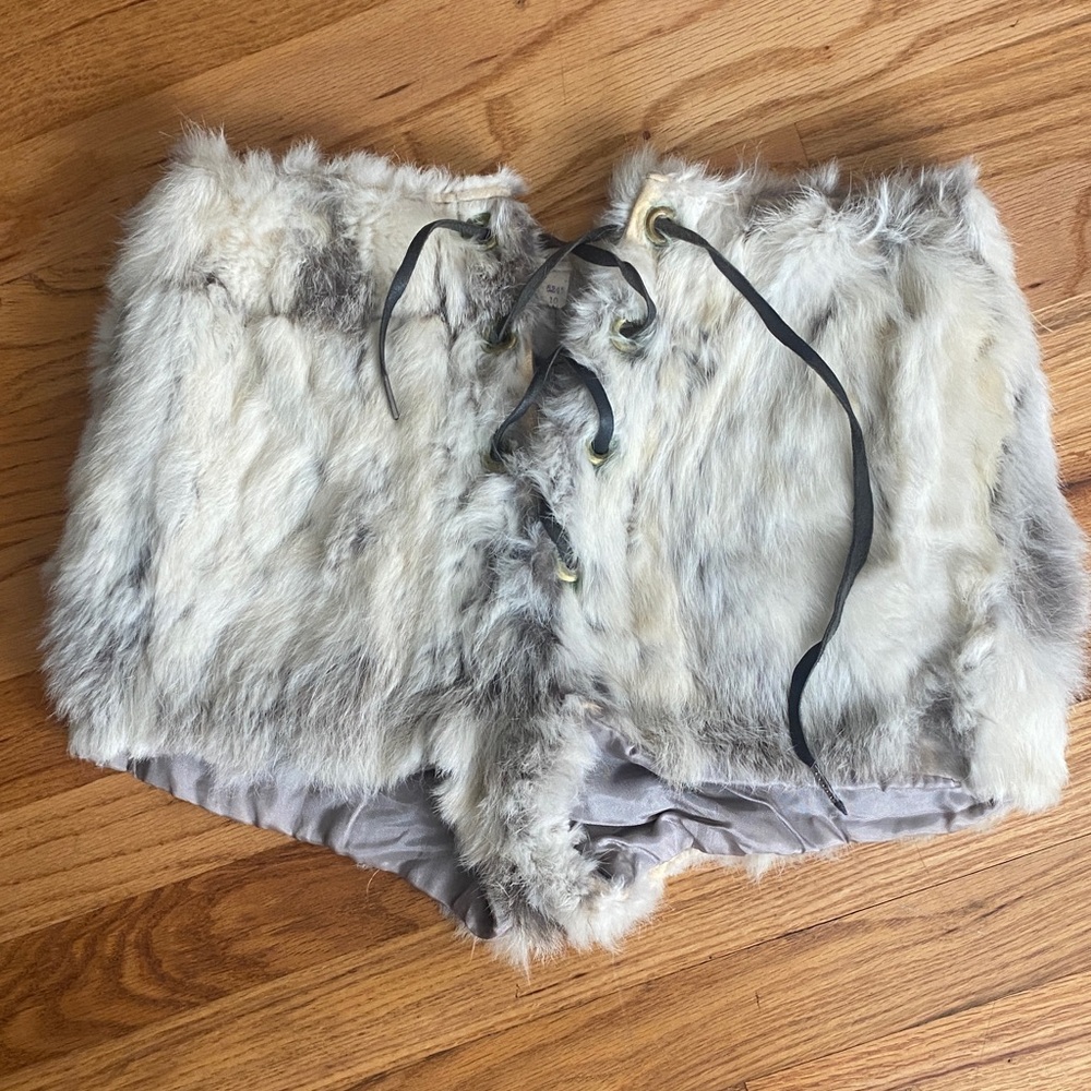 Vintage Fur Lace-Up Hot pants